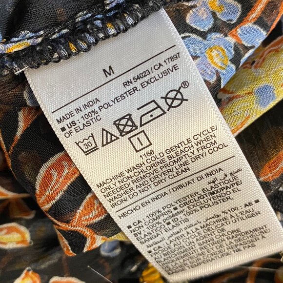 Old Navy Floral V-Neck Peasant Peplum Blouse Long Sleeve Size Medium - Picture 5 of 7